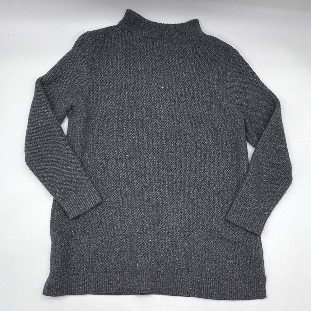 Lands' End Womens Gray Donegal Quarter Zip Cotton Blend Tunic Sweater Large - Picture 5 of 11